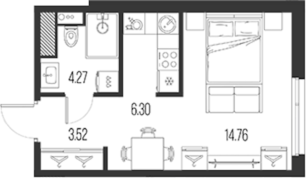 Квартира студия 28.85 м², 3/10 эт., ЖК «LEGENDA Васильевского»